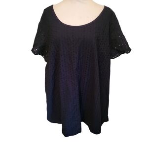 Lane Bryant Plus Eyelet Top Blue sz 26/28
